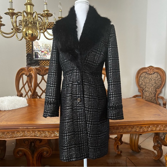 Elegant Black Houndstooth Women's Coat.Size M - Picture 6 of 6
